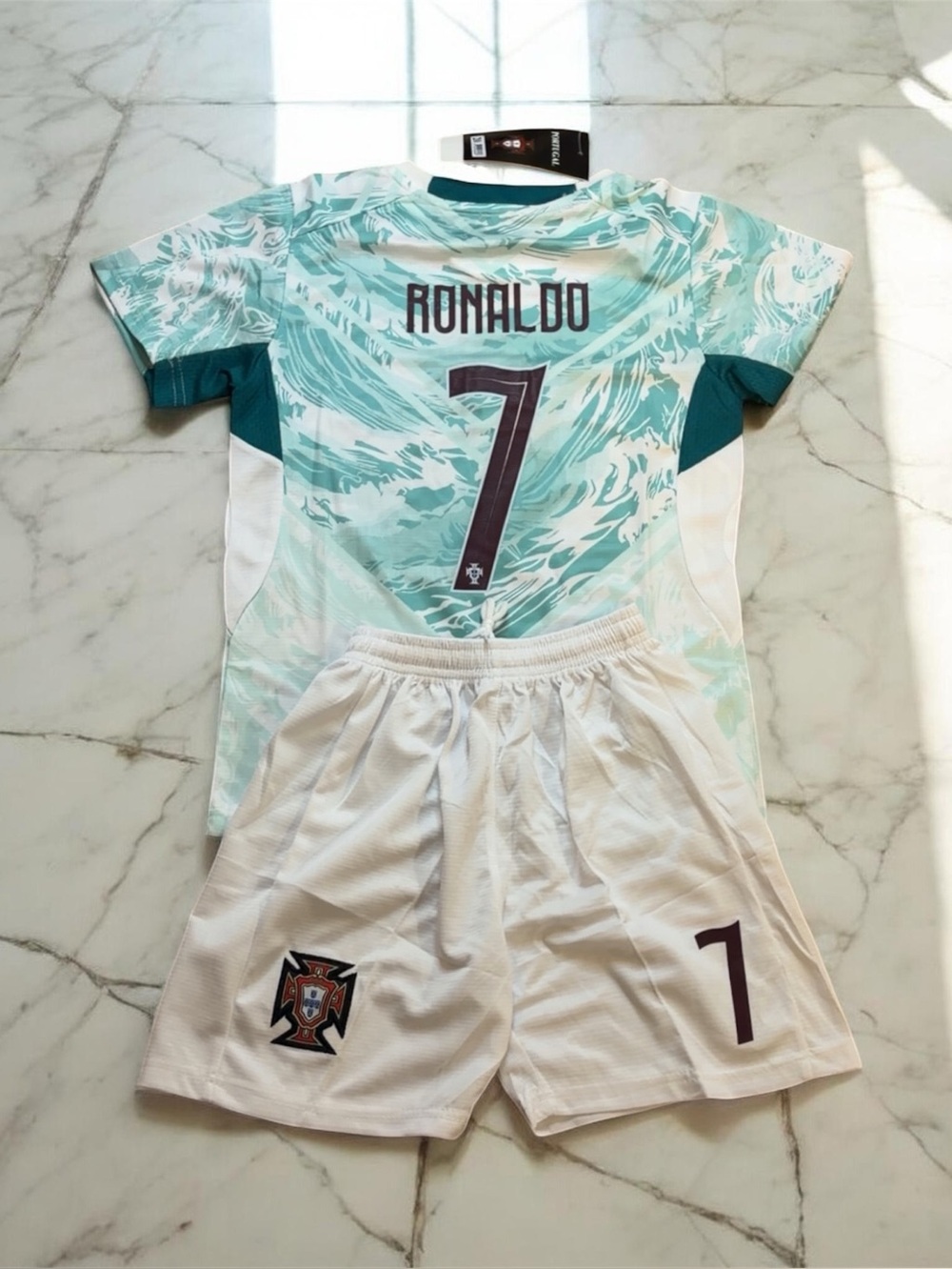 Portugal Ronaldo #7 Away Kids Soccer Jersey Set | Youth Football Uniform